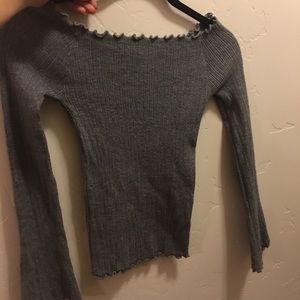 Of the shoulder ruffle Long sleeve